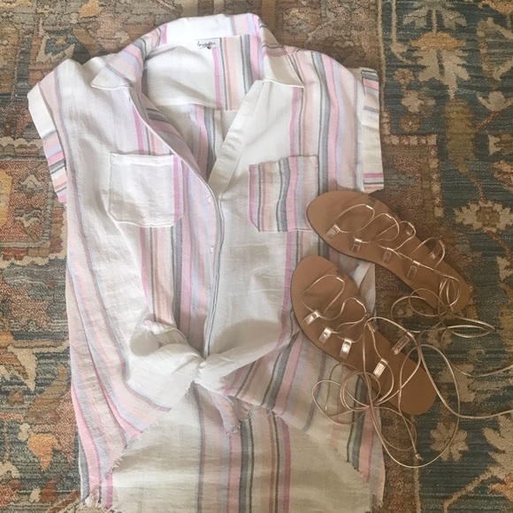 RARE J Crew Gold Blush Lace Up Sandal - Picture 2 of 2